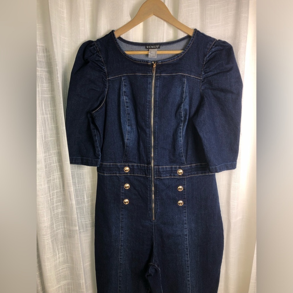 VENUS Dark Blue Jumpsuit with Metallic Buttons size 16 NWOT - Picture 6 of 15